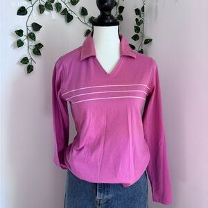 Y2K Adidas Pink ClimaLite Shirt Womens Long Sleeve Size Small Casual Athleisure